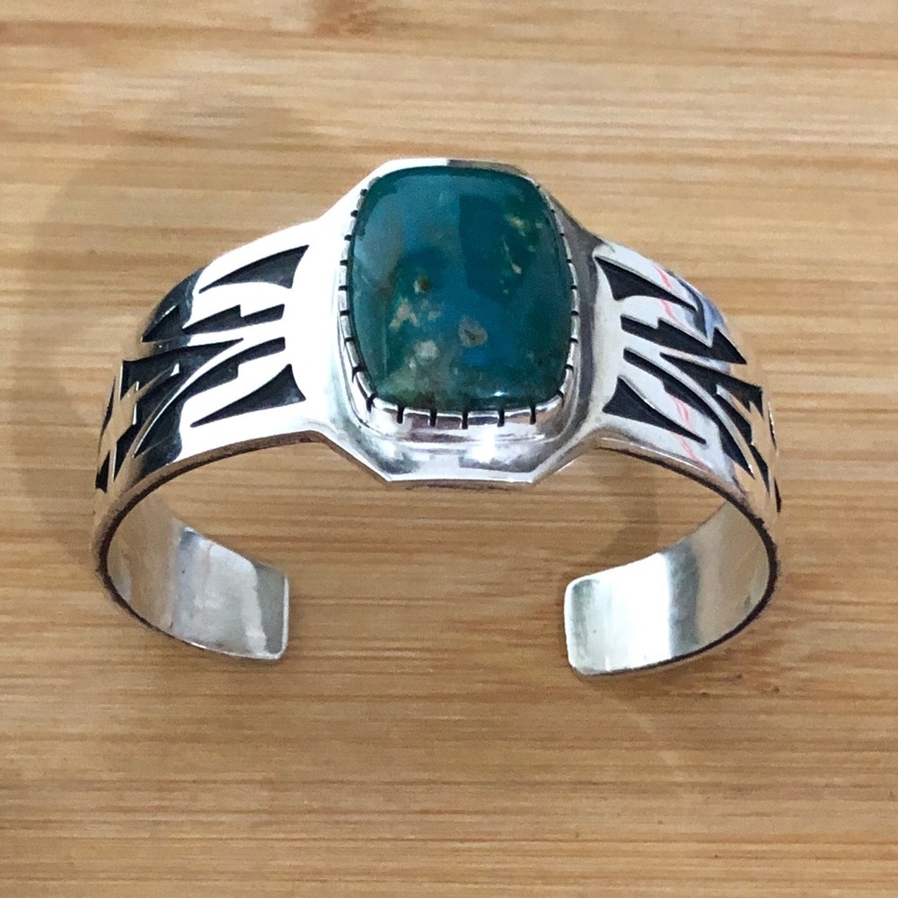 $645 Rare Signed Estate Designer Navajo Cuff  Sterling Signed   L.B.H. STERLING - Picture 5 of 9